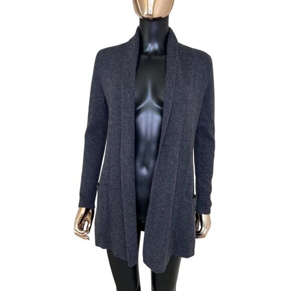 LORD & TAYLOR 100% Cashmeree Charcoal Gray Open Front Cardigan Sweater XS - Picture 4 of 10